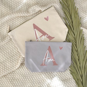 personalisierte Tasche aus Canvas-Baumwolle Buchstabe und Namen Kosmetiktasche mit Initialien afbeelding 9