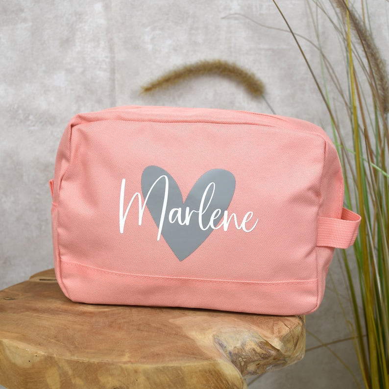 large toiletry bag personalized for women heart with name cosmetic bag for women gift for girlfriend, sister, mom on the go image 4