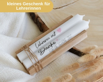 kleines Dankeschön Geschenkset | Lehrerin mit Herz | kleines Abschiedsgeschenk für Lehrerinnen | Stabkerzen | Danke für die schöne Zeit