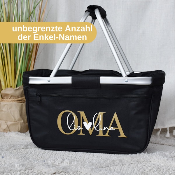 Personalisierter Einkaufskorb | Oma mit den Namen der Enkelkinder | Geschenkidee