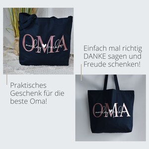 großer Baumwollbeutel OMA mit den Namen der Enkelkinder personalisiertes Geschenk der Enkel Geschenkidee Shopper Tasche Bild 8