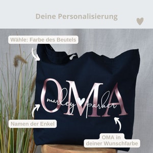 großer Baumwollbeutel OMA mit den Namen der Enkelkinder personalisiertes Geschenk der Enkel Geschenkidee Shopper Tasche Bild 2