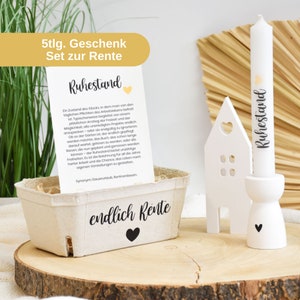 Geschenkset zur Rente | Abschiedsgeschenk für den Ruhestand | Geschenk zum Abschied Kollege - Kolleginnen I Kerzenhalter mit Kerze und Karte