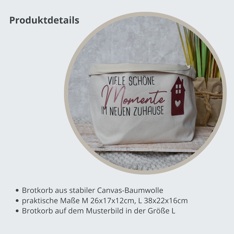 Geschenkidee zum Einzug oder Umzug Brotkorb personalisiert Brötchenkorb Einzugsgeschenk Viele schöne Momente im neuen Zuhause Bild 3