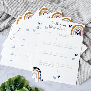 Babyparty - Gästebuch Karten Regenbogen  | Babyshower Dekoidee | Gästebuchkarten Baby Party Junge | Dekoration oder Spiel