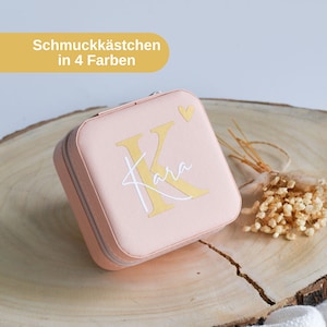 Personalisierte Schmuckbox | Schmuckkästchen mit Namen und Buchstabe | Schmuckaufbewahrung für Unterwegs | Geschenk für Freundin