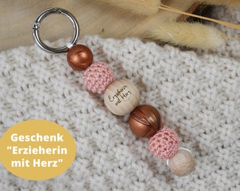 Schlüsselanhänger als Geschenk für Erzieher | Erzieherin mit Herz | Abschiedsgeschenk | Kupfer