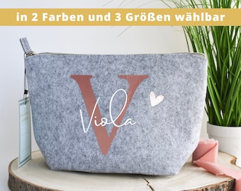 personalisierte Tasche aus Filz | Buchstabe und Namen | Kosmetiktasche mit Initialien