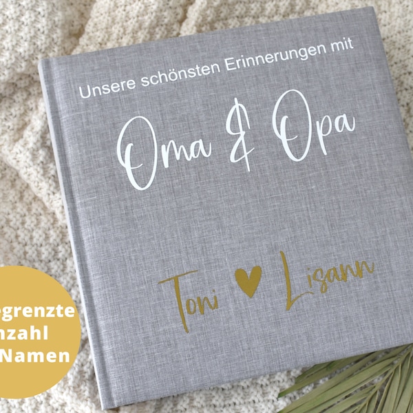 personalisiertes Fotoalbum mit Oma & Opa | mit den Namen der Enkelkinder | Erinnerungen sammeln