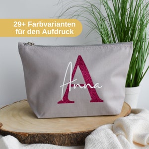 personalisierte Kosmetiktasche aus Baumwolle | Buchstabe und Namen | Tasche mit Initialien | Geburtstagsgeschenk Freundin, Schwester, Mama
