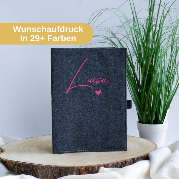 personalisiertes Notizbuch Umschlag aus Filz | personalisiert mit dem Namen als Geschenk | Geschenkidee Tagebuch