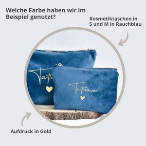 Geschenk Tasche aus Samt Namen mit Herz personalisierte Kosmetiktasche Geschenkidee für Mama, Schwester oder Freundin Bild 7