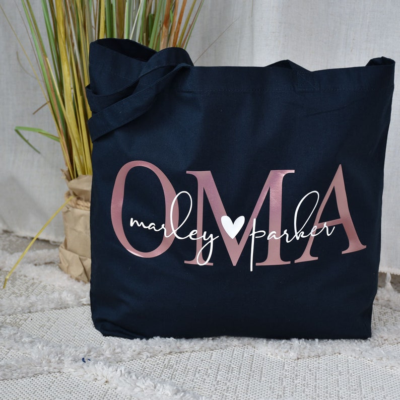 großer Baumwollbeutel OMA mit den Namen der Enkelkinder personalisiertes Geschenk der Enkel Geschenkidee Shopper Tasche Bild 9