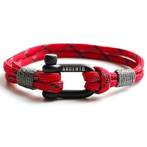 ArgentoMen Paracord Shackle Bracelet – Handmade Survival Bracelet, Men's Nautical Rope Bracelet, Adjustable Outdoor Gift