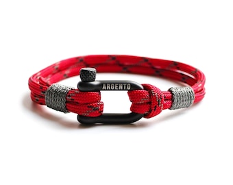 Argento Paracord Shackle Bracelet – Handmade Survival Bracelet, Men's Nautical Rope Bracelet, Adjustable Outdoor Gift