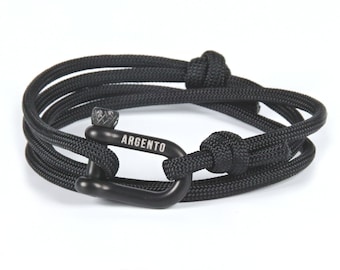 Argento Shackle Bracelet Stainless Steel Shackle Men's Wrap Bracelets Nautical Bracelets Paracord Bracelet Men's Bracelet