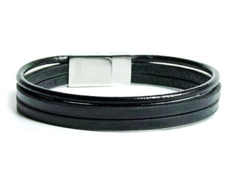 Bracelet string noir, bracelet classique pour homme, bracelets pour hommes, bracelets en string, bracelet en cuir,