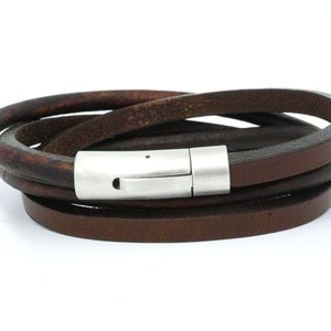 Men Leather Bracelet, Mens Bracelet, Leather Bracelet, Wrap Leather Bracelet, custom men bracelet, men&#39;s jewelry, leather bracelet Argento