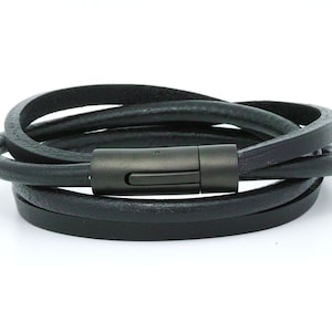 Men Leather Bracelet, Mens Bracelet , Leather Bracelet, Wrap Leather Bracelet, custom men bracelet, men&#39;s jewelry, black bracelet Argento