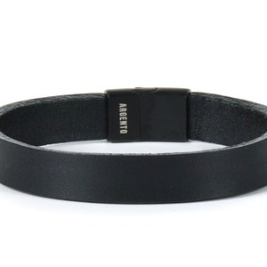 Mens Leather Bracelet, black men bracelet, black bracelet, men leather bracelet Wrap Leather Bracelet gift bracelet Argento, gift for him