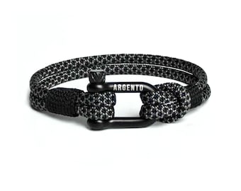Argento Paracord Shackle Bracelet – Handmade Survival Bracelet, Men's Nautical Rope Bracelet, Adjustable Outdoor Gift