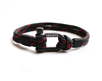 Argento Paracord Shackle Bracelet – Handmade Survival Bracelet, Men's Nautical Rope Bracelet, Adjustable Outdoor Gift