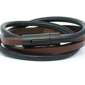Men Leather Bracelet, Mens Bracelet , Leather Bracelet, Wrap Leather Bracelet, custom men bracelet, men&#39;s jewelry, black bracelet Argento