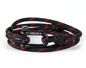 Argento Shackle Bracelet Stainless Steel Shackle Men's Wrap Bracelets Nautical Bracelets Paracord Bracelet Men's Bracelet