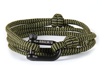 Argento Shackle Bracelet Stainless Steel Shackle Men's Wrap Bracelets Nautical Bracelets Paracord Bracelet Men's Bracelet