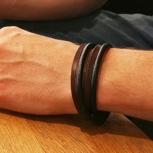 Men Leather Bracelet, Mens Bracelet , Leather Bracelet, Wrap Leather Bracelet, custom men bracelet, men&#39;s jewelry, black bracelet Argento