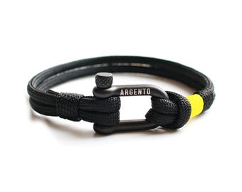 Argento Paracord Shackle Bracelet – Handmade Survival Bracelet, Men's Nautical Rope Bracelet, Adjustable Outdoor Gift