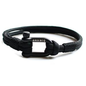 Argento Paracord Shackle Bracelet – Durable Handmade Rope Bracelet, Men's Adjustable Survival Wristband, Nautical Outdoor Gift