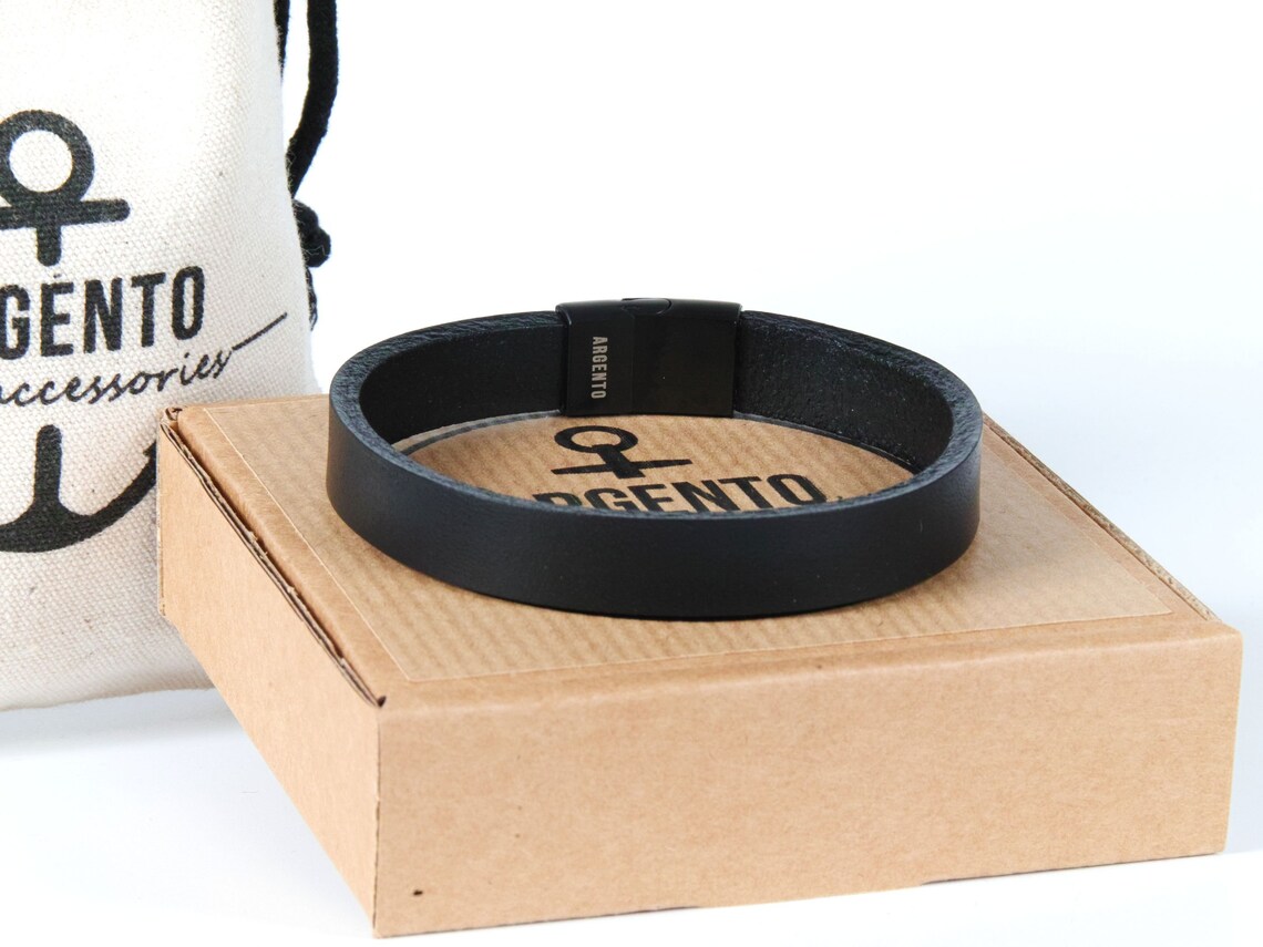 Mens Leather Bracelet Black Men Bracelet Black Bracelet Men Etsy