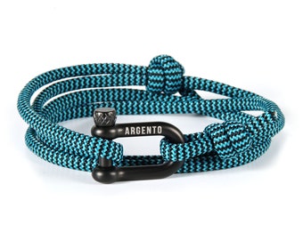 Argento Shackle Bracelet Stainless Steel Shackle Men's Wrap Bracelets Nautical Bracelets Paracord Bracelet Men's Bracelet
