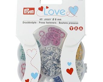 Prym love press fastener set, diameter 8 mm, 60 pieces, colorful