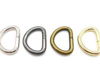 10 D-rings, passage 15 mm, gold, silver, brass, black