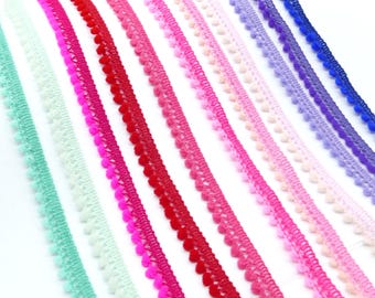 Mini pom-pom trim 1 m – delicate pom-pom ribbon, pom-pom trim for crafting and sewing school cones