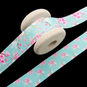 2 Meter (EUR 1,65/EUR) Ripsband Rosen mint/türkis