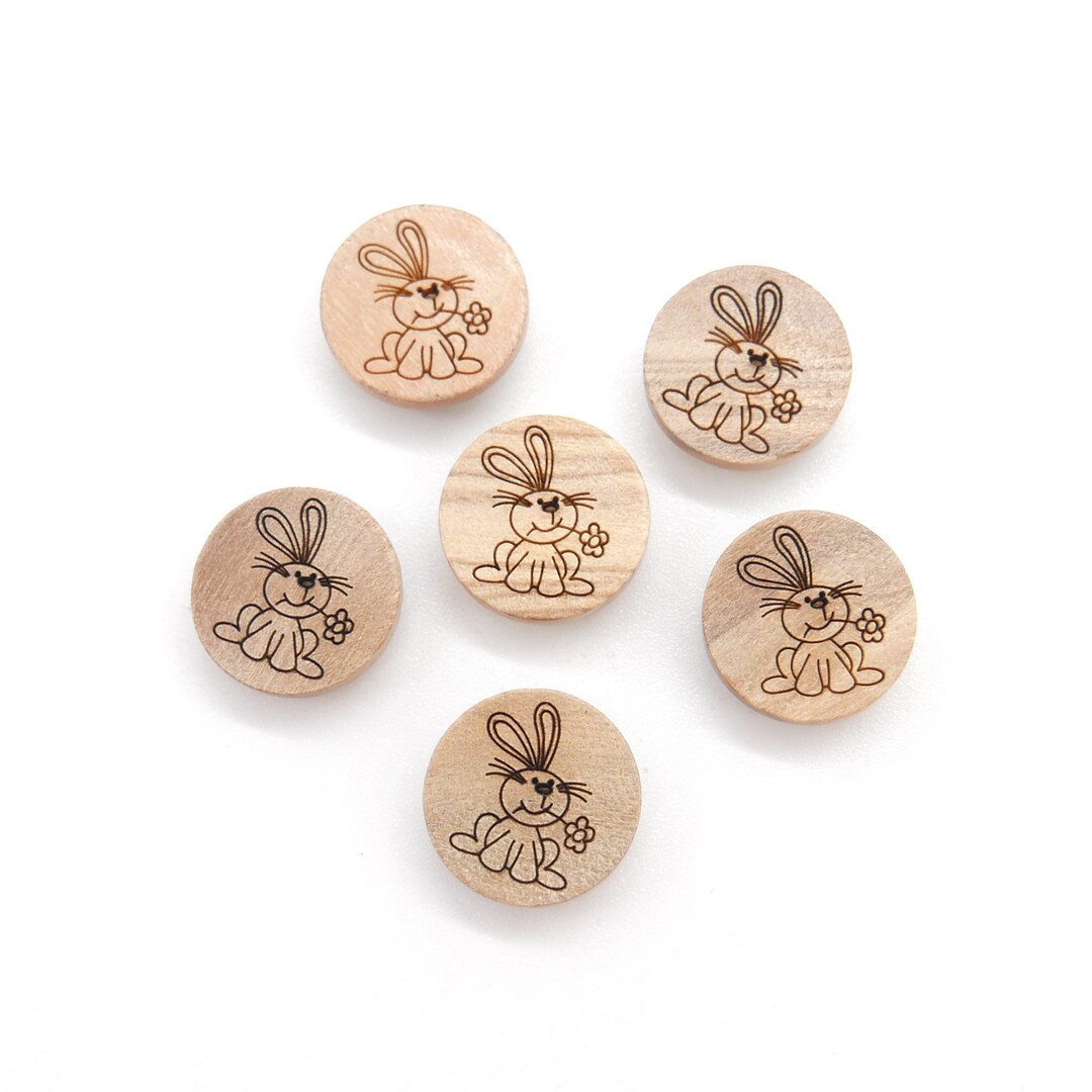 2 Children's Wooden Buttons With Rabbit, Diameter 15 Mm - Etsy