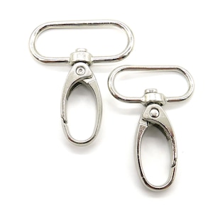 Snap hooks, 2 pieces, silver-colored, width 25 mm and 35 mm (square passage with rounded corners)