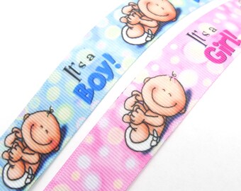 2 Meter (EUR 1,60/m), Ripsband Baby, blau / rosa