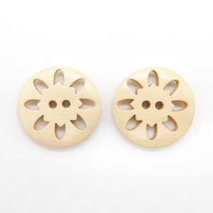 5 pieces, wooden buttons in vintage style dark brown and beige to choose from Beige