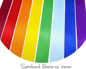 2 meters (0.95/meter) satin ribbon, width approx. 24 mm, various colors