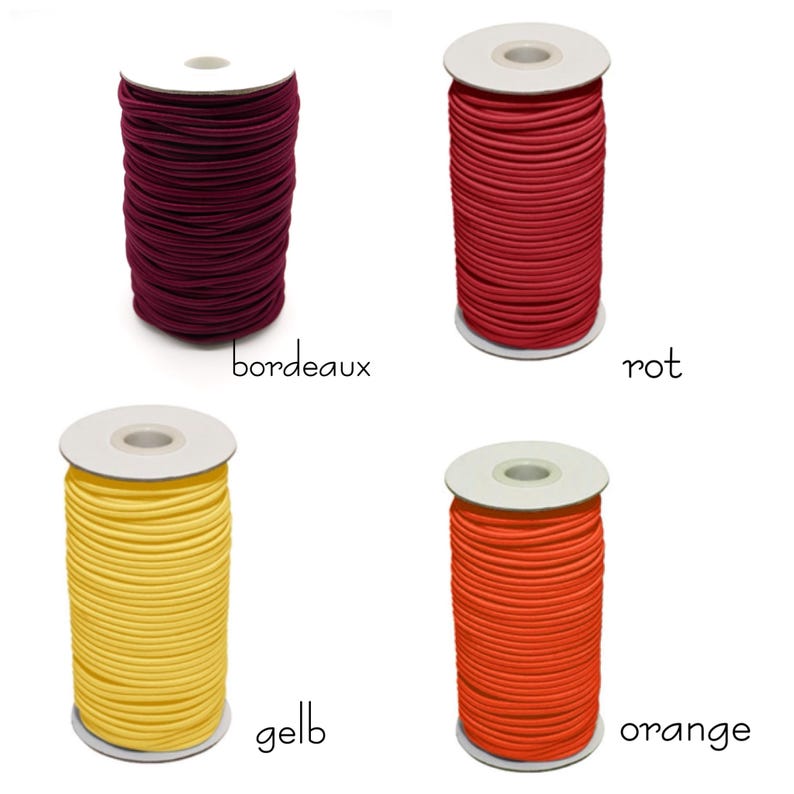 Cordino elastico in gomma da 3 mm al metro – 3 m – 26 colori | Coulisse per cappuccio per felpe, borse da palestra e cucito fai da te (0,90/metro) immagine 5
