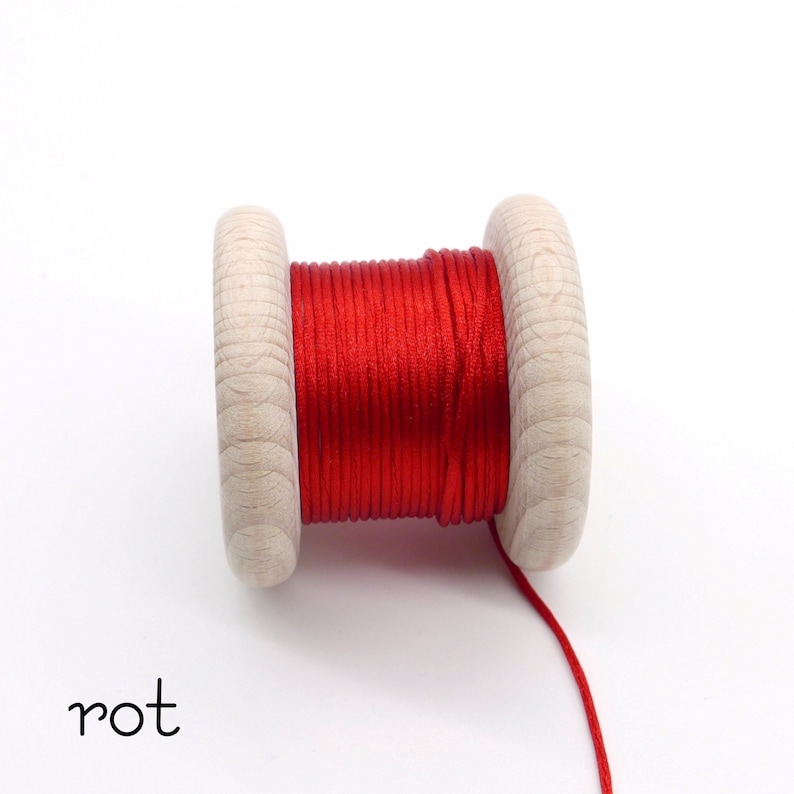 Cordon satiné 1,5 mm, fil de satin, cordon pour bijoux (bracelets, colliers, loisirs créatifs), 5 mètres Rot