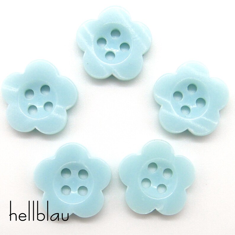 10 mini-bloemknopen, bloemknopen, diameter ca. 12 mm, verschillende kleuren om uit te kiezen hellblau