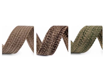 Webbing "twisted look" 39 mm | 1 meter | Beige, brown, green | DIY, bag accessories, belts