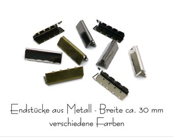 May include: Assortment of metal end caps in silver and gold tones. The end caps are approximately 30 mm wide. Endstücke aus Metall - Breite ca. 30 mm verschiedene Farben