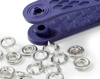 Jersey snap fasteners Prym 10 mm silver | Snap fastener set for baby clothes | Metal snap fasteners without pre-cutting