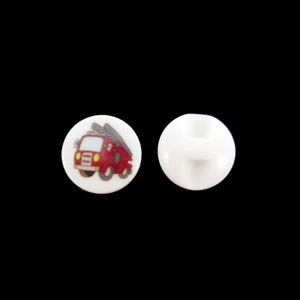 2 children's buttons made of plastic fire engine, diameter 15 mm image 4